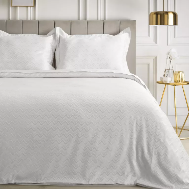 Pościel 200x220 cm z wiskozy bambusowej kolor biały zdobiona żakardowym wzorem BAMBO Eurofirany