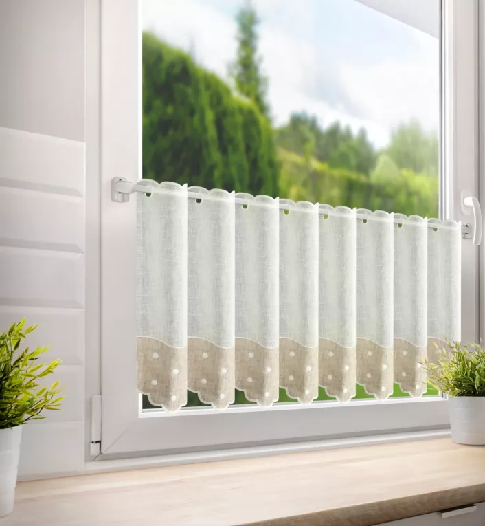 Tkanina firanowa zazdrostka z etaminy z haftem Eurofirany