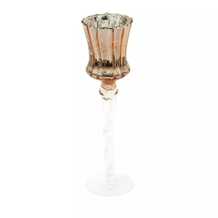 Świecznik dekoracyjny CLARE złoty w kształcie kielicha ze szkła artystycznego Eurofirany