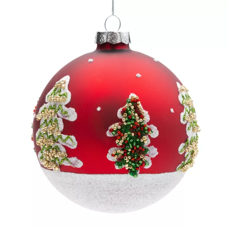 Klasyczna bombka choinkowa ręcznie zdobiona drobnymi koralikami Eurofirany