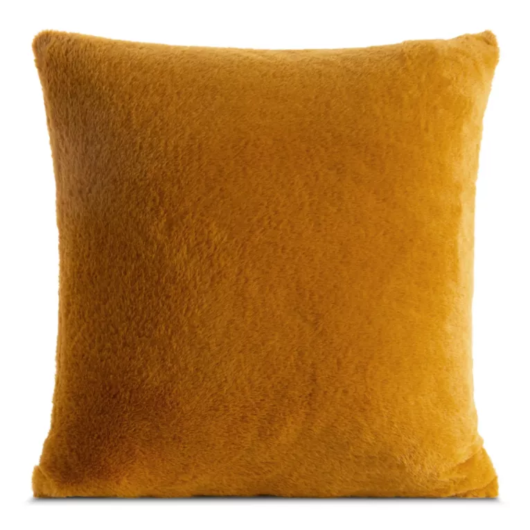 Poszewka na poduszkę 45x45 cm miodowa z miękkiej futrzanej tkaniny NINA Eurofirany