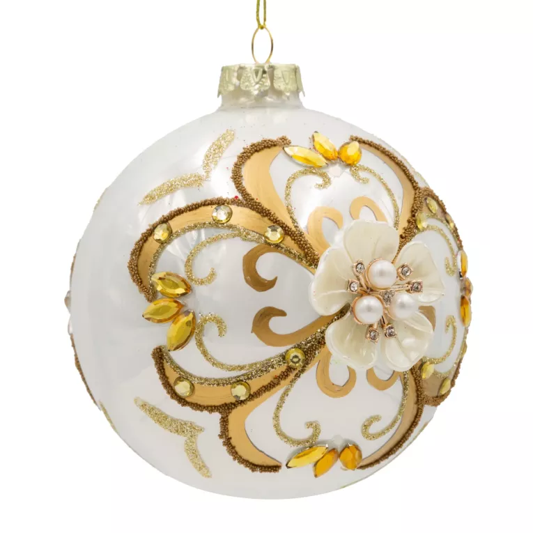 Klasyczna bombka choinkowa ręcznie zdobiona z dodatkiem kryształków Eurofirany