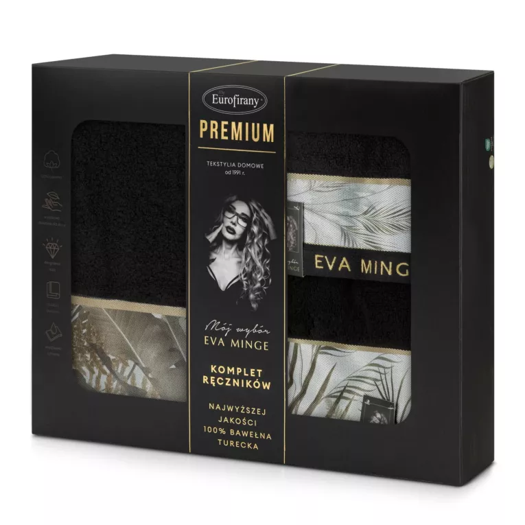 Zestaw ręczników bawełnianych 3 szt kolor czarny 500 g/m2 Eva Minge 17 Eurofirany