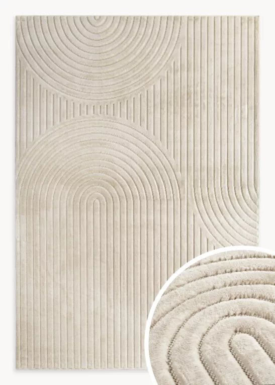 Dywan 60x100 cm beżowy z tłoczonym wzorem 3D VENUS BOHO 2 Eurofirany