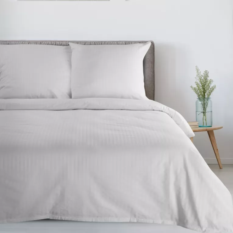 Pościel 160x200 cm z bawełną kolor biały w drobne paseczki Eurofirany