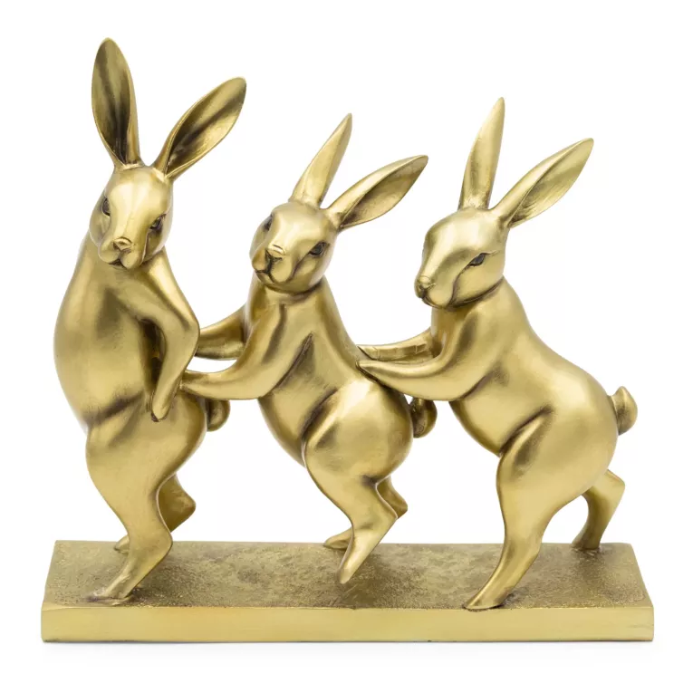 Figurka dekoracyjna wielkanocna rodzina zajączków z żywicy poliestrowej Eurofirany