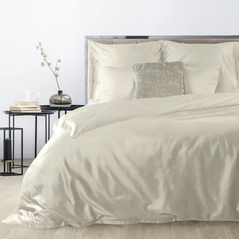 Pościel 140x200 cm gładka z satyny bawełnianej kolor beżowy DINA Diva Line Eurofirany