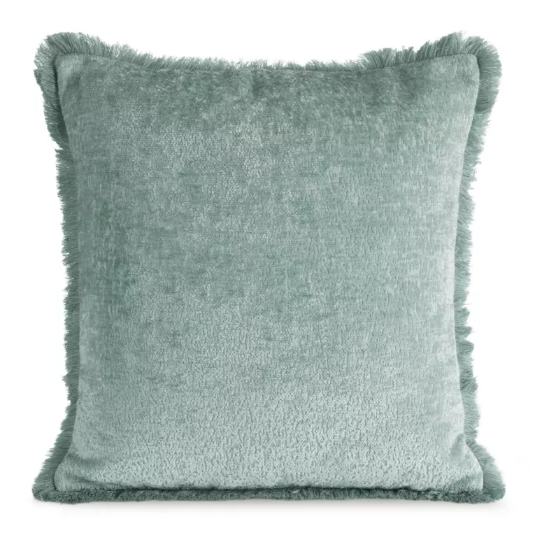 Poszewka na poduszkę 45x45 cm z szenilowej nici zdobiona subtelnymi frędzlami szałwiowa ADIA Eurofirany