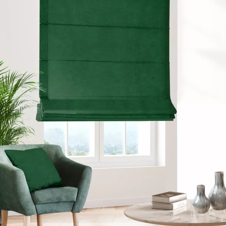 Roleta rzymska DORA - HIT jasnozielona z miękkiej tkaniny o welurowej strukturze