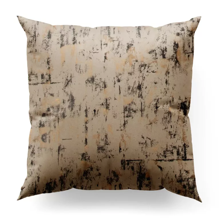 Poszewka szyta beżowo złocista z tkaniny welwetowej zdobionej połyskującym drukiem