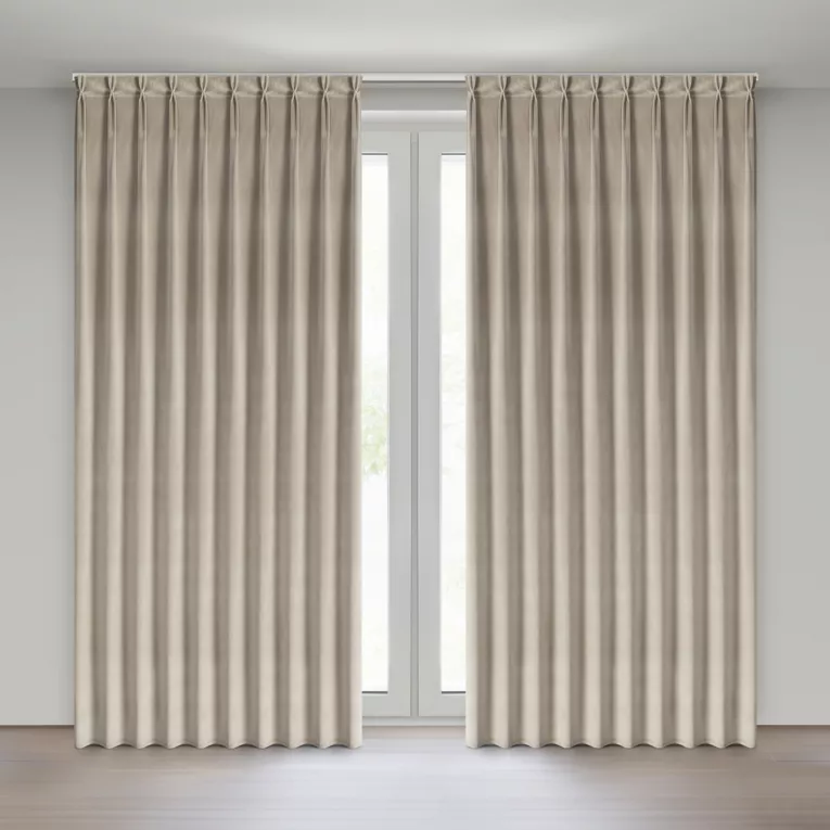 Zasłona beżowa z welwetowej tkaniny 125x270 cm system flex - MELANIE Eurofirany