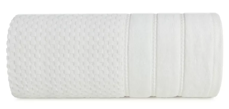 Ręcznik kąpielowy 70x140 cm bawełniany kolor kremowy z ozdobną bordiurą w paseczki 500 g/m2 ADORE Eurofirany