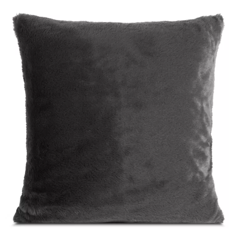 Poszewka na poduszkę 60x60 cm stalowa z miękkiej futrzanej tkaniny NINA Eurofirany