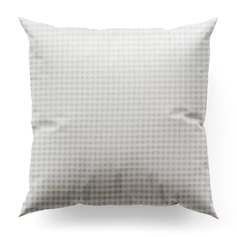 Poszewka szyta FLAVIO kremowo szampańska z dwustronnej tkaniny, deseń w krateczkę z dodatkiem srebrnej nici