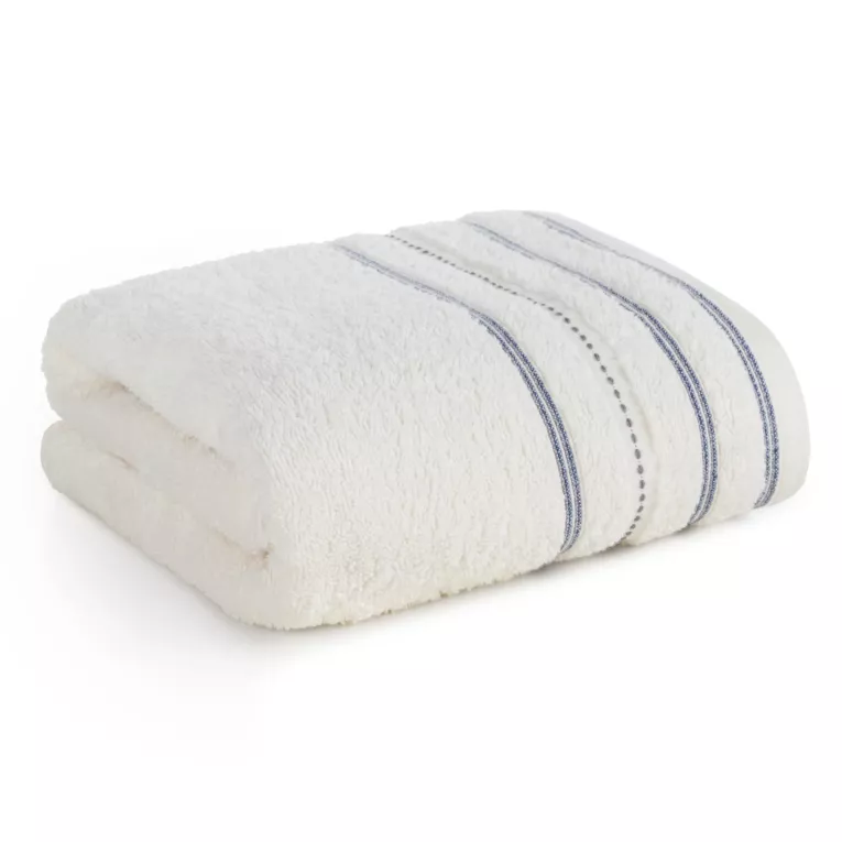 Ręcznik kąpielowy 50x90 cm bawełniany kolor kremowy zdobiony kontrastującymi pasami 500 g/m2 VENTO Eurofirany