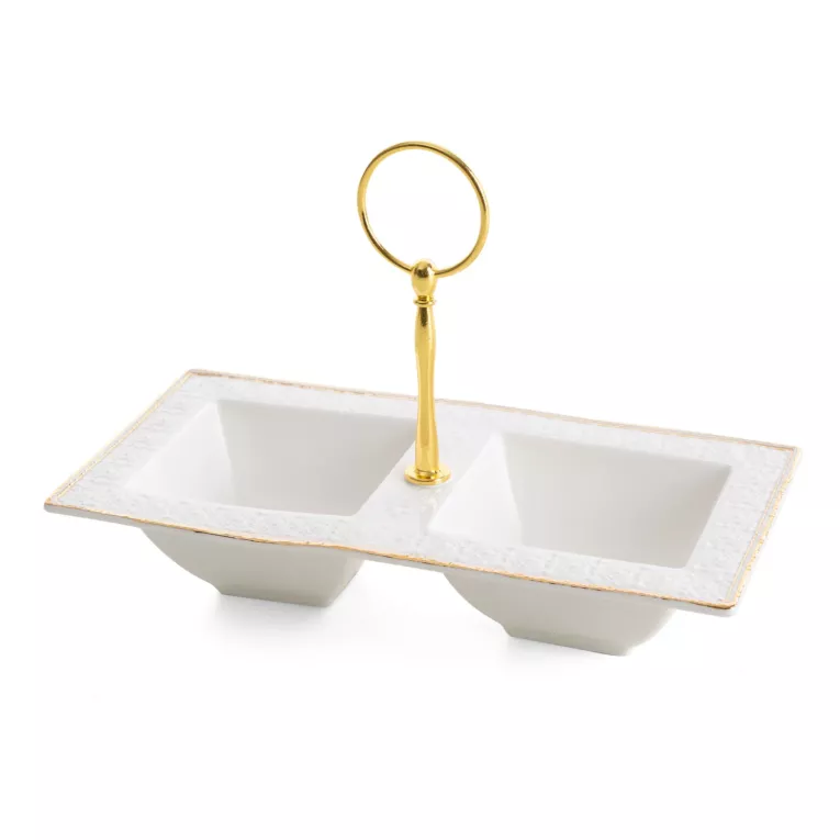 Miseczki dekoracyjne z glinki ceramicznej zdobione subtelnym wzorem OLIVIA Eurofirany