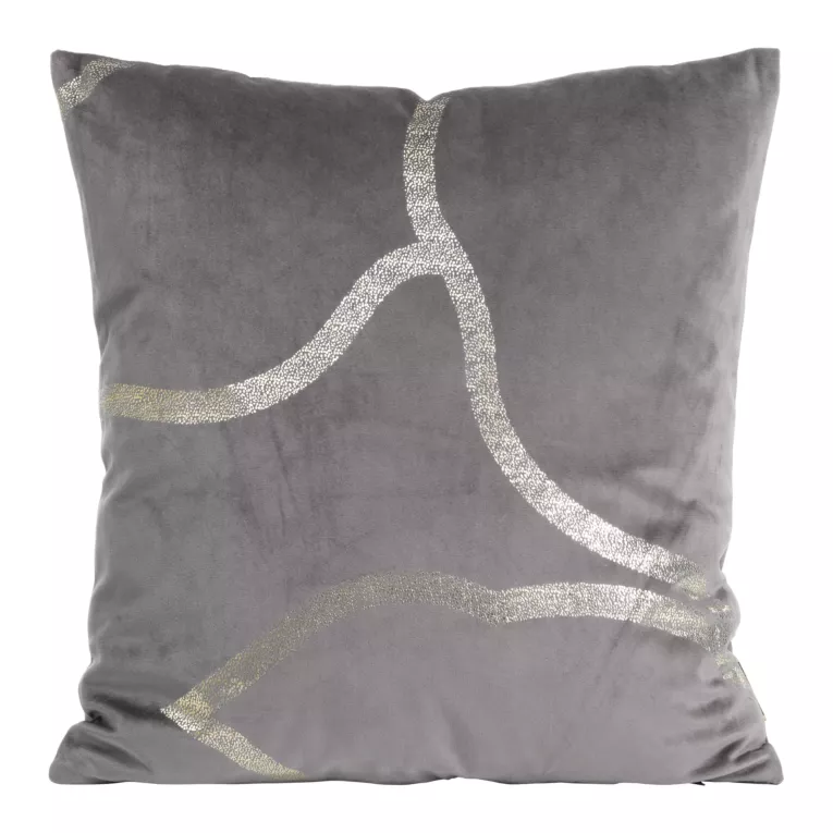 Poszewka na poduszkę 45x45 cm welwetowa z nowoczesnym złocistym nadrukiem szara BLINK 40 Eurofirany