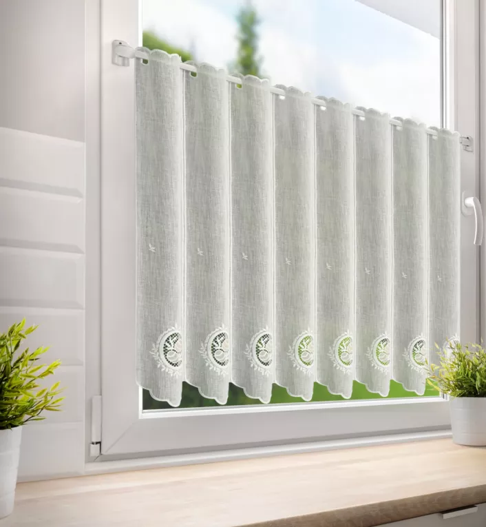 Tkanina firanowa zazdrostka z etaminy z wielkanocnym haftem pisanek Eurofirany