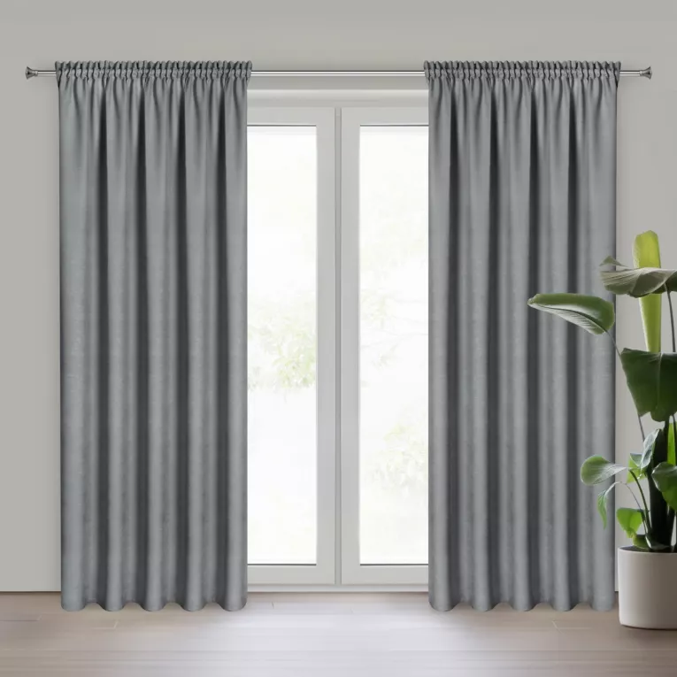 Zasłona szara z tkaniny welurowej 200x260 cm tunel Dora Eurofirany