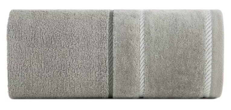 Ręcznik kąpielwoy 50x90 cm bawełniany kolor stalowy z welwetową bordiurą i kontrastującymi paseczkami 500 g/m2 NEL Eurofirany