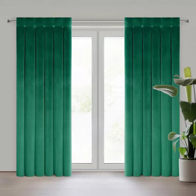 Zasłona ciemnobeżowa z welwetu zdobiona welwetowymi guzikami 85x250 cm (wymiar podany na gotowo) szelki - ALITA Eurofirany