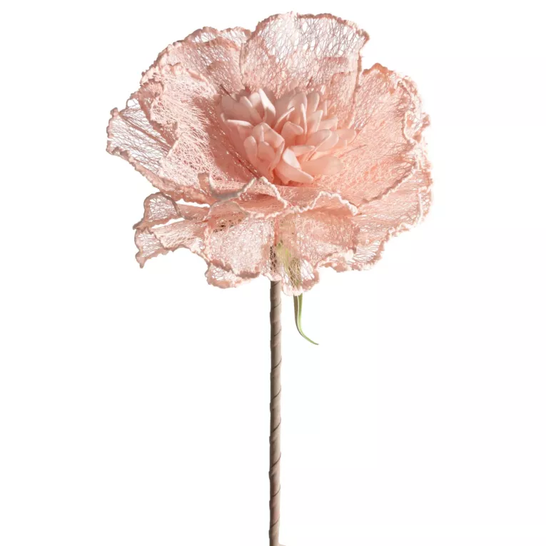 Kwiat sztuczny jasnoróżowy z siateczki 85 cm Eurofirany