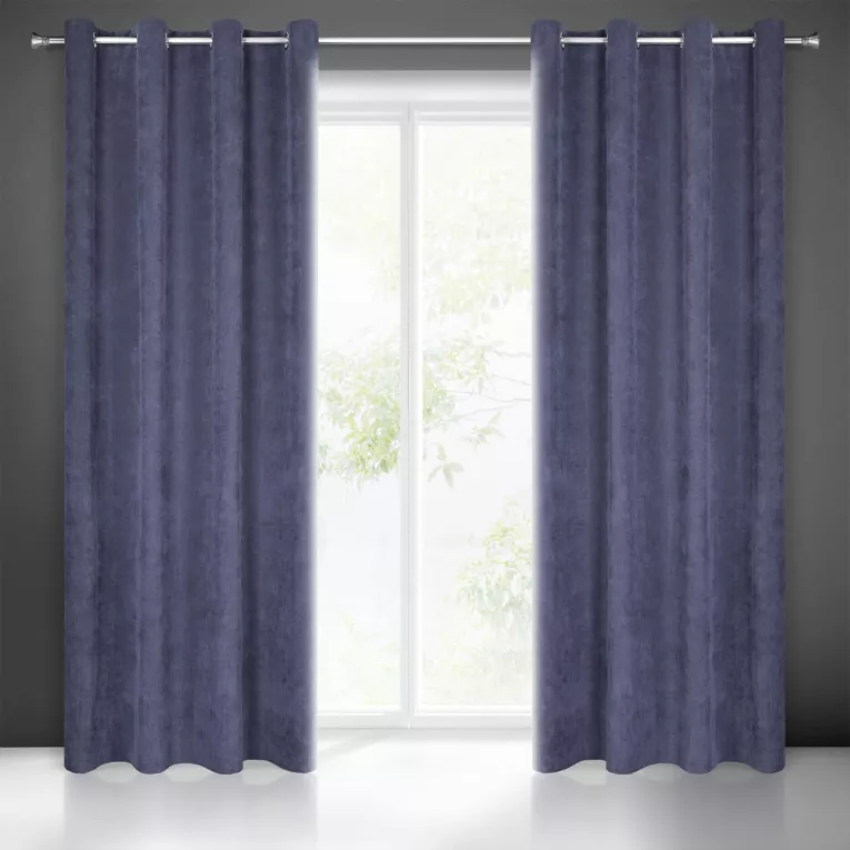 Zasłona granatowa o strukturze sztruksu 140x250 cm przelotka JULIE Eurofirany