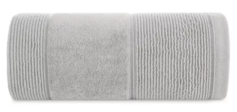 Ręcznik kąpielowy 70x140 cm bawełniany kolor srebrny z welurową bordiurą 500 g/m2 EMMA Eurofirany