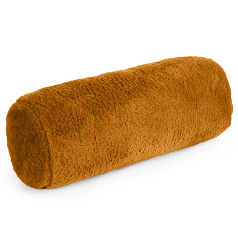 Poduszka wałek 15x45 cm miodowa z miękkiej futrzanej tkaniny  NINA Eurofirany