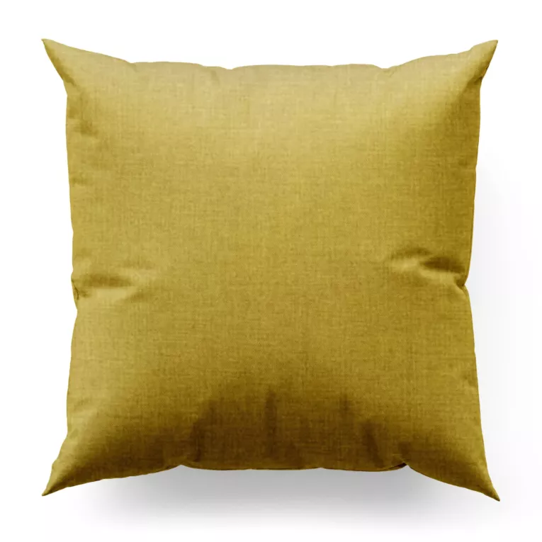 Poszewka szyta LOVELY musztardowa z widocznym ozdobnym splotem, o naturalnym charakterze