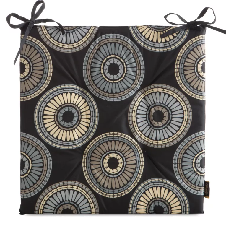 Poduszka na krzesło 43 x 43 x 4 cm czarno, beżowa wodoodporna z motywem mandali GARDEN Eurofirany