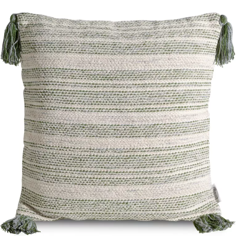 Poszewka dekoracyjna ABI z grubszej tkaniny strukturalnej w pasy i chwostami Eurofirany