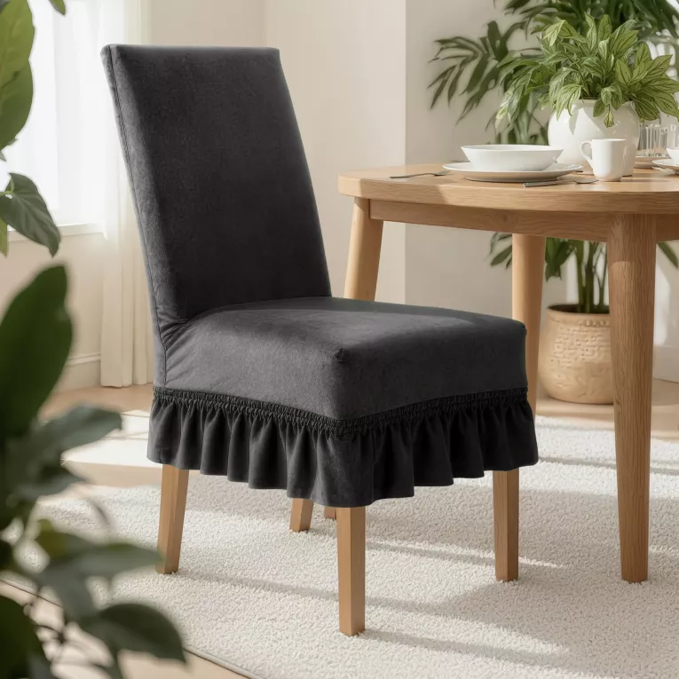 Pokrowiec na krzesło stalowy wodoodporny z ozdobną falbanką  Design 91  Eurofirany