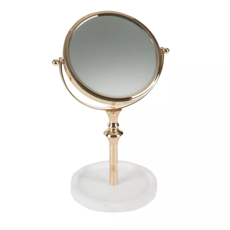 Lusterko kosmetyczne złote z marmurkową podstawą Eurofirany