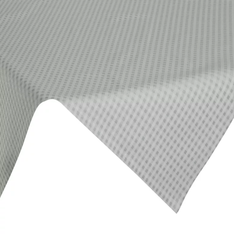 Bieżnik na stół popielaty 85x85 cm z żakardowej tkaniny FLASH świąteczny w krateczkę przetykany srebrną nicią