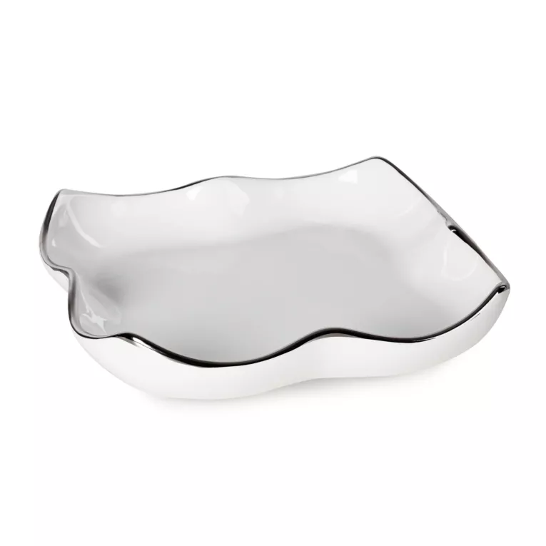 Patera dekoracyjna z falującymi brzegami i srebrnymi akcentami TONY Eurofirany