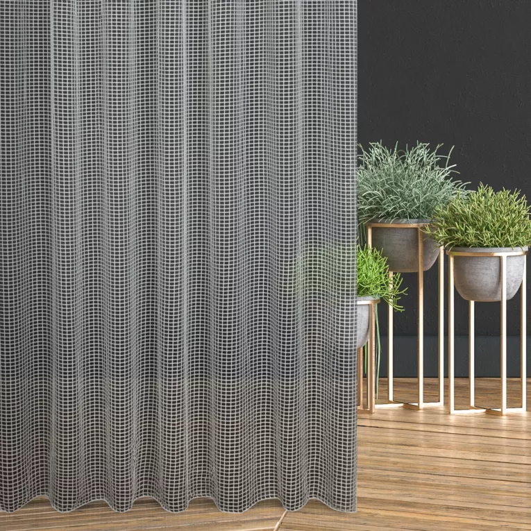 Firana szyta na flexach naturalna z grubej, eleganckiej siatki, o prostym klasycznym splocie