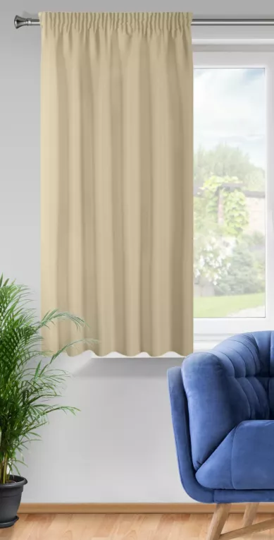 Zasłona beżowo z matowej gładkiej tkaniny 140x175 cm taśma RITA Eurofirany