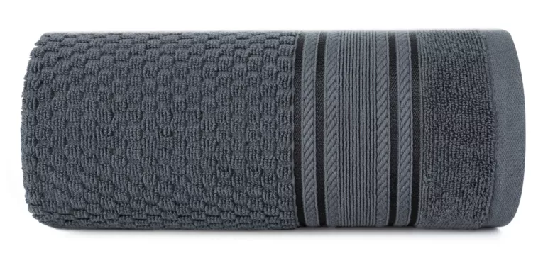 Ręcznik kąpielowy 50x90 cm bawełniany kolor stalowy zdobiony subtelnymi paseczkami 500 g/m2 DAVOS Eurofirany