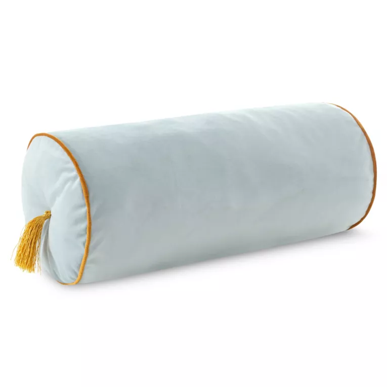 Poduszka dekoracyjna wałek 20 x 45 cm welwetowa jasnomiętowa z ozdobnymi chwostami VELVET 74 Eurofirany