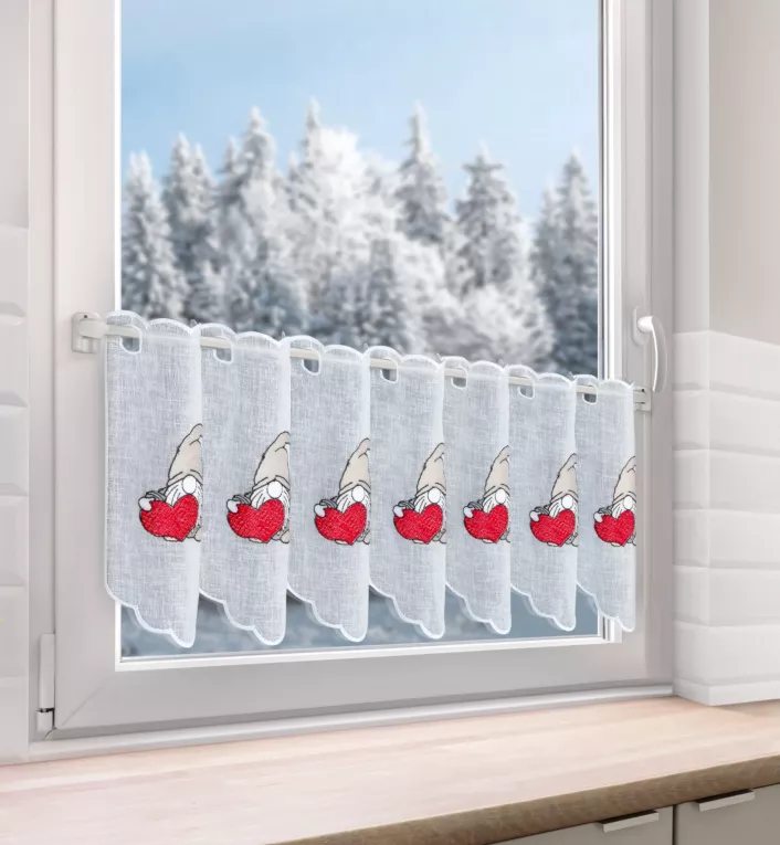 Tkanina firanowa zazdrostka z świątecznym haftem