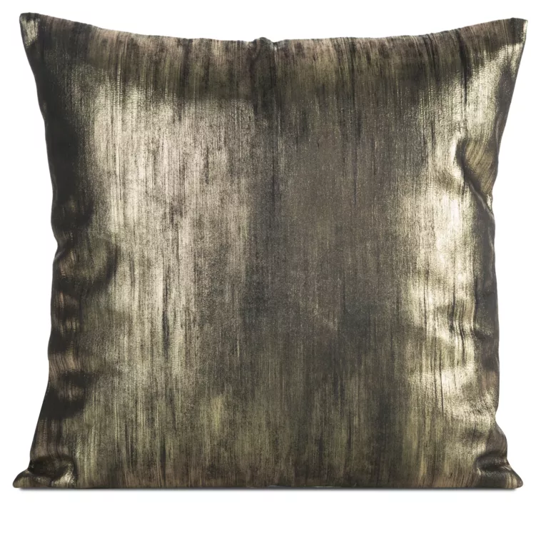 Poszewka na poduszkę 45x45 cm welwetowa zdobiona przecieranym nadrukiem czarno, złota EMILA Eurofirany