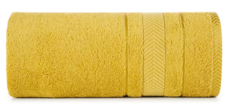 Ręcznik kąpielowy 50x90 cm bawełniany kolor musztardowy z welurową bordiurą 550 g/m2 RONI Eurofirany
