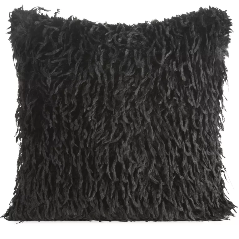 Poszewka na poduszkę 45x45 cm z przyjemnego futerka czarna ADORE Eurofirany