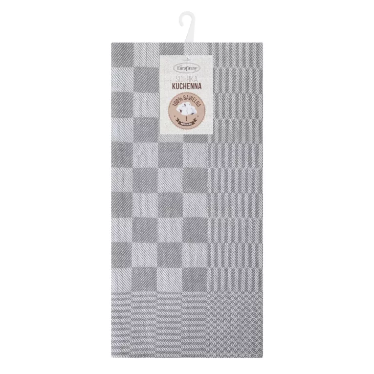Komplet ściereczek kuchennych 2szt 50x70 cm bawełniany kolor srebrny zdobionych motywem szachownicy 200 g/m2 MAURO Eurofirany