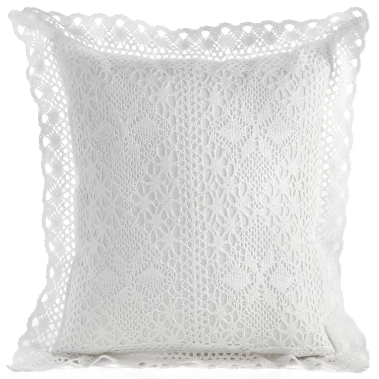 Poszewka na poduszkę 40x40 cm ażurowa biała w stylu boho MEGAN Eurofirany