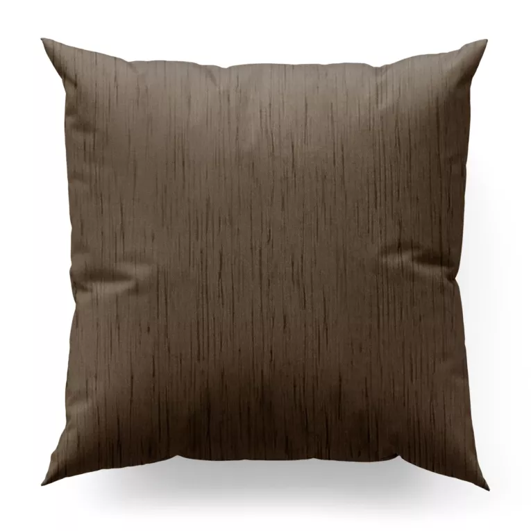 Poszewka szyta ciemnobrązowa z tkaniny welwetowej w pionowe prążki, wykończona obciążnikiem