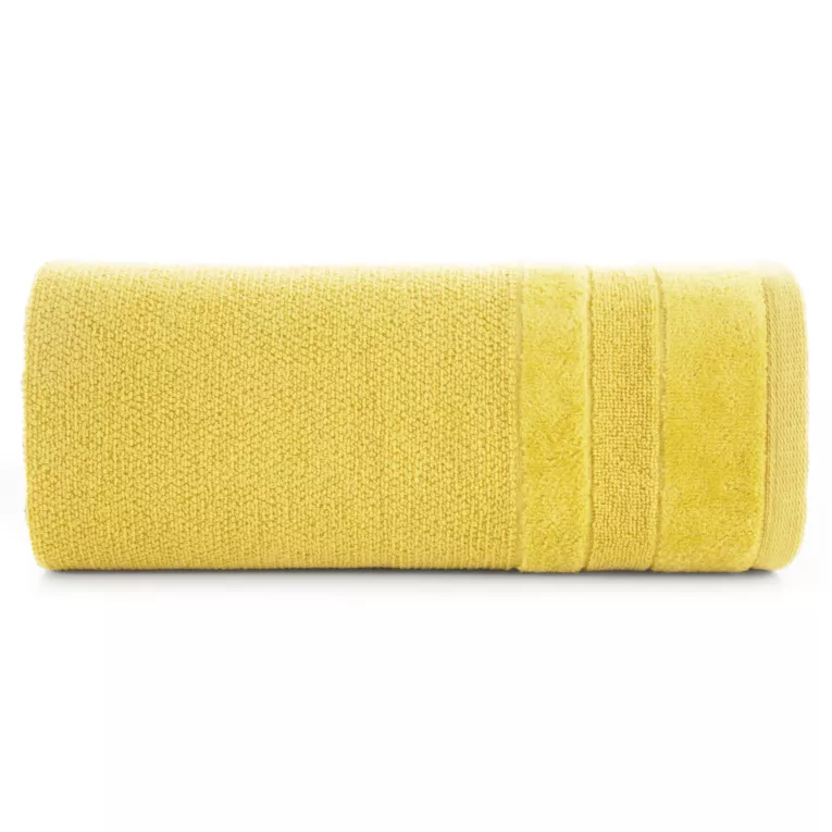 Ręcznik kąpielowy 50x90 cm bawełniany kolor musztardowy z welwetową bordiurą 500 g/m2 LINEA Eurofirany