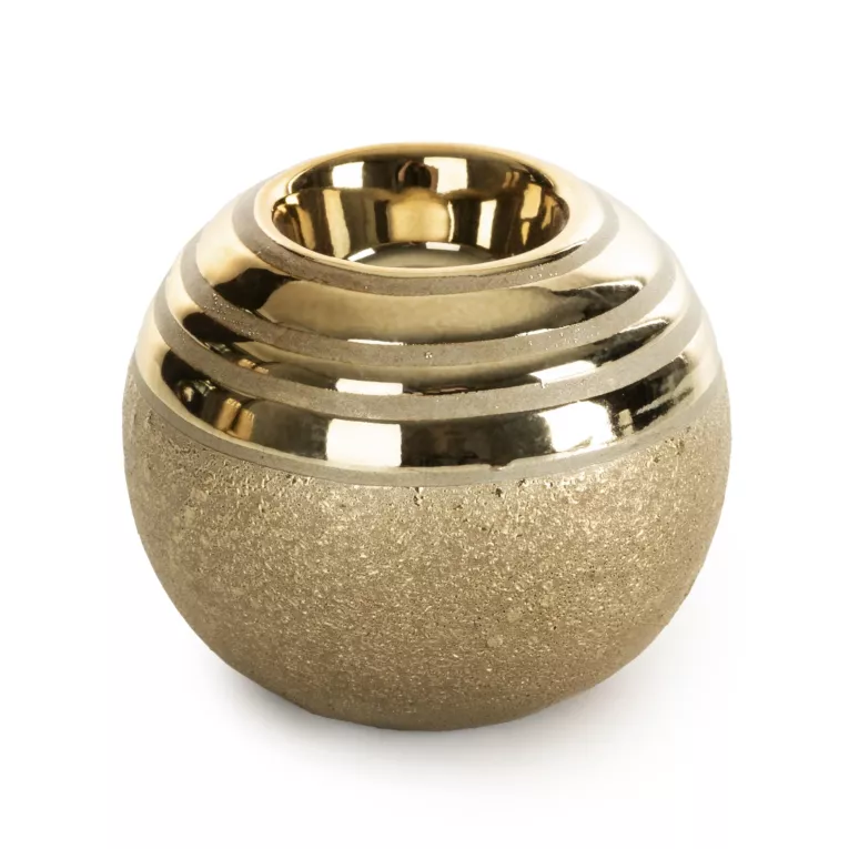 Świecznik dekoracyjny zdobiony lśniącymi paseczkami Eurofirany