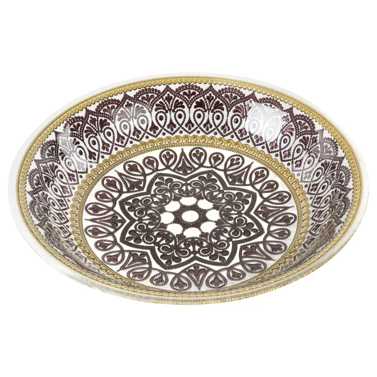 Misa dekoracyjna RUBIA stalowa z delikatnym wzorem ornamentów szklana Eurofirany